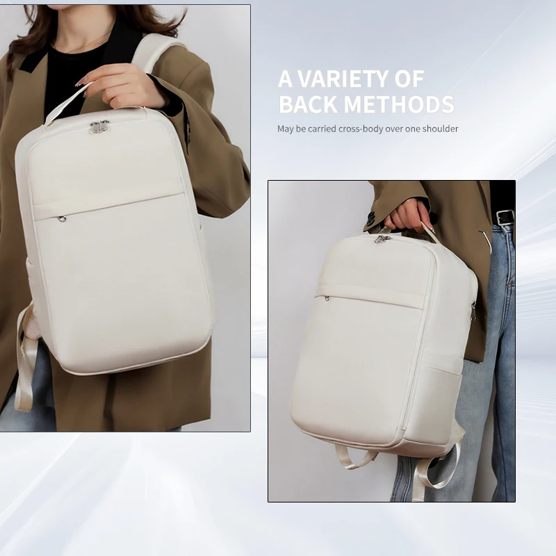 New Casual Backpack Short-Distance Travel Backpack Beige - Image 5