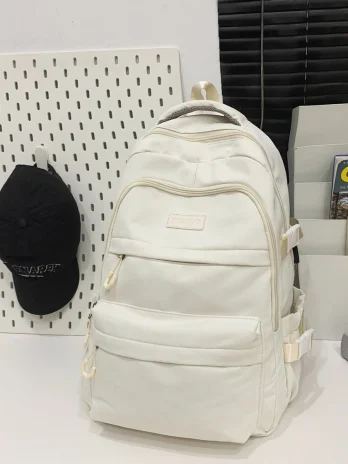 Unisex New Simple Large-Capacity Backpack Beige