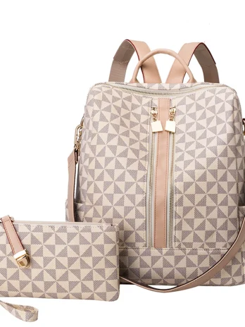 Backpack And Handbag Set For Women Travel Send White
