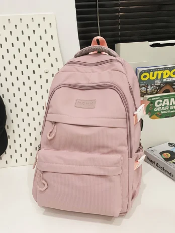 Unisex New Simple Large-Capacity Backpack Pink