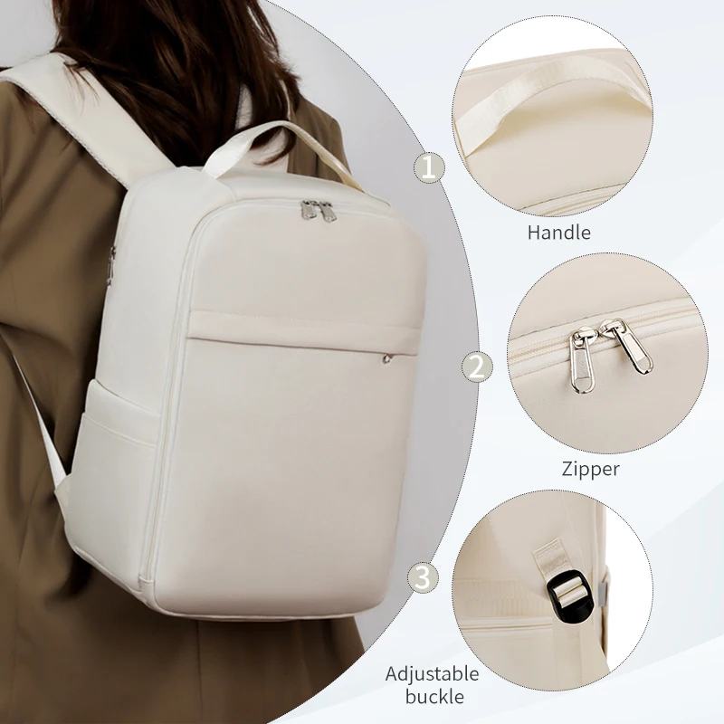 New Casual Backpack Short-Distance Travel Backpack Beige - Image 6