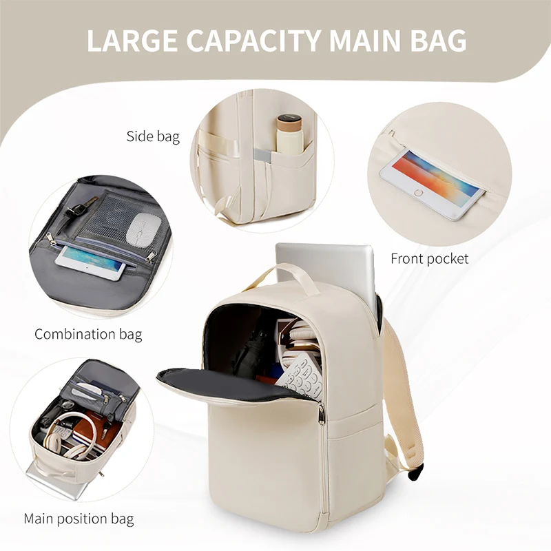 New Casual Backpack Short-Distance Travel Backpack Beige - Image 3